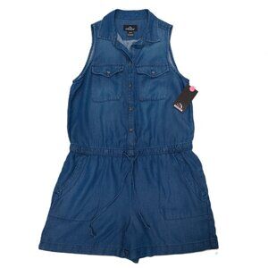Jordache Romper Women's Denim Chambray Blue Summer Casual Preppy Size Medium